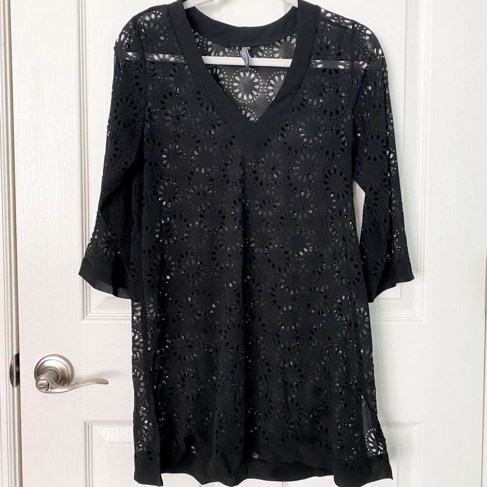 Kenneth Cole Reaction Black Tunic Swim Cover Up XS